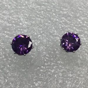 Cubic Zirconia post stud pierced purple earrings